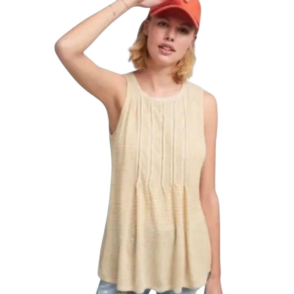 Anthropologie Akemi + Kin Black White Motif Pintuck Tank Top Womens Small New